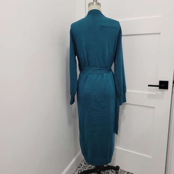 EXLURA Women's Knit Sweater Solid Long Sleeve Wrap Belted Maxi Dress Size S - Picture 6 of 13